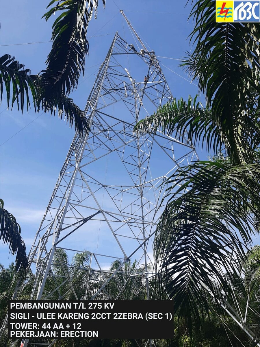 PT. Bugak Brawang Cemerlang transmission tower erection works